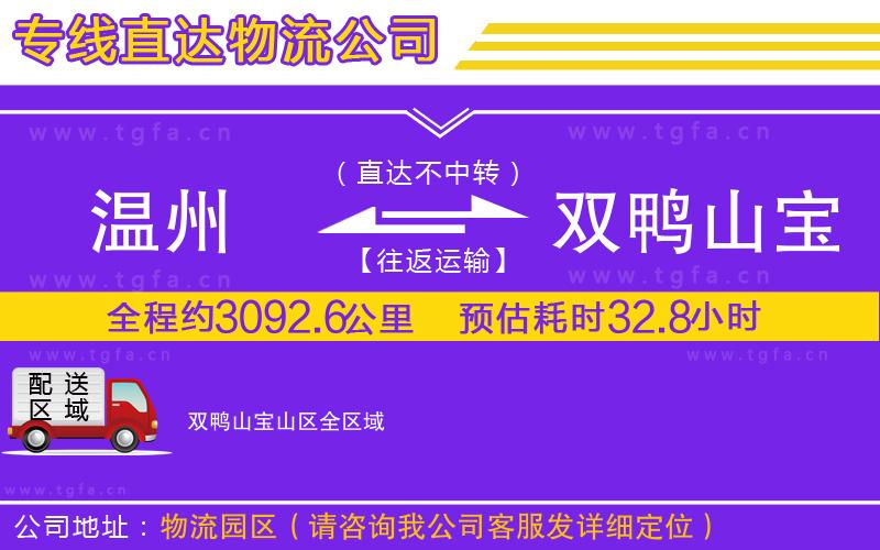 溫州到雙鴨山寶山區(qū)物流公司