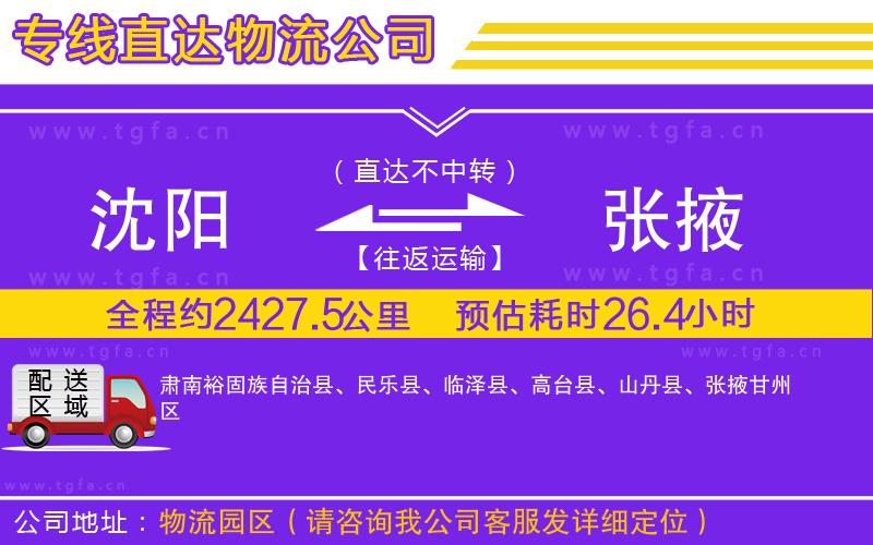 沈陽到張掖物流公司