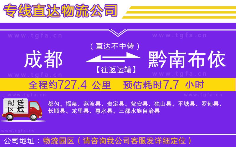 成都到黔南布依族苗族自治州物流專(zhuān)線