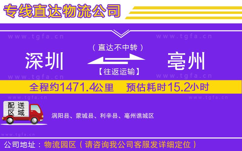 深圳到亳州物流專線