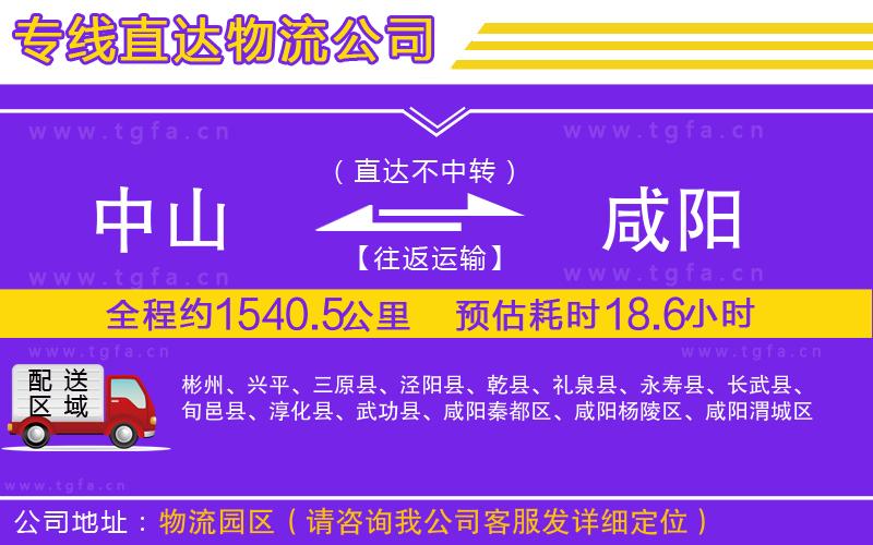 中山到咸陽物流專線