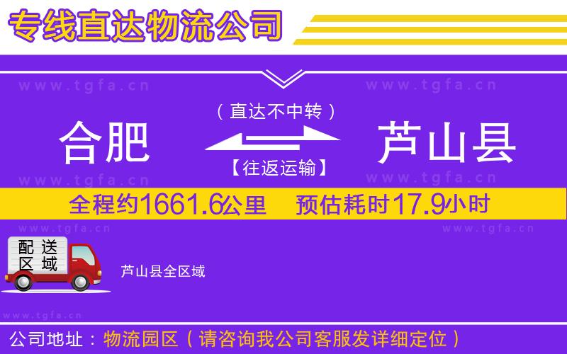 合肥到蘆山縣物流公司