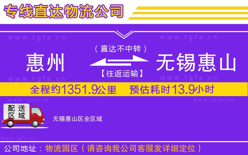 惠州到無錫惠山區(qū)物流公司