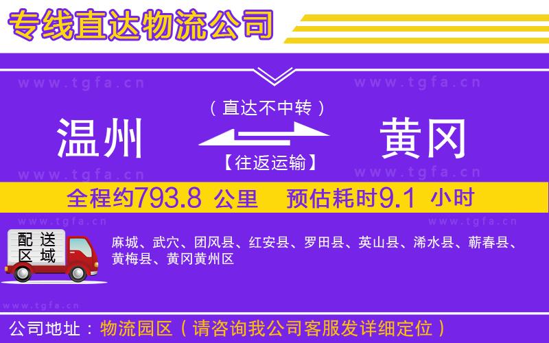 溫州到黃岡物流專線